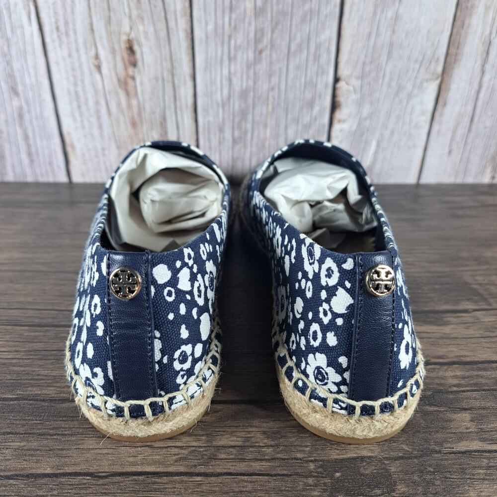 Tory Burch Risa Espadrille Slip On Loafer Women's Sz 9 Navy Ivory Lovers Floral - Picture 4 of 10